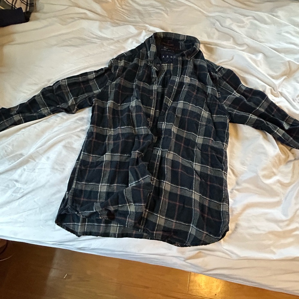 Men's Plaid Shirt - Black and White